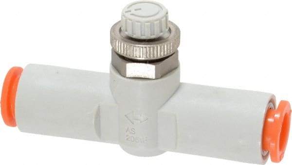 SMC PNEUMATICS - 5/16" Tube OD x 1/4 Body Flow & Speed Control Valve - Speed Control Inline Type with One Touch Fitting - Top Tool & Supply