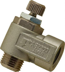 SMC PNEUMATICS - 1/8" Male NPT x 1/8" Female NPT Flow & Speed Control Valve - Elbow Type - Top Tool & Supply