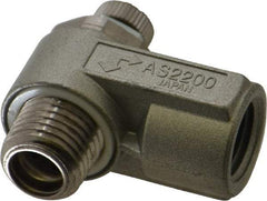 SMC PNEUMATICS - 1/4" Male NPT x 1/4" Female NPT Flow & Speed Control Valve - Elbow Type - Top Tool & Supply