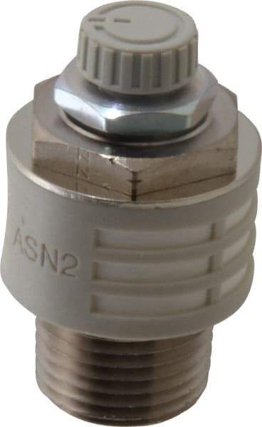 SMC PNEUMATICS - 1/2" Male NPT Metering Valve With Silencer - 24.5mm squared Orifice & 24 dB Noise Reduction Rate - Top Tool & Supply