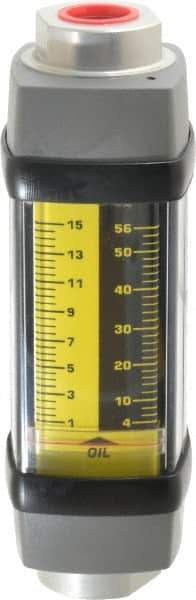 Hedland - 1/2" NPTF Port Oil & Petroleum-Based Liquid Flowmeter - 3000 Max psi, 1 to 15 GPM, Anodized Aluminum - Top Tool & Supply