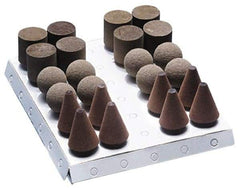 Grier Abrasives - 24 Piece Aluminum Oxide Rubber Rubber Mounted Abrasive Wheel Set - Includes Mounted Wheels with 1/4" Diam x 1-1/2" Long Shank - Top Tool & Supply