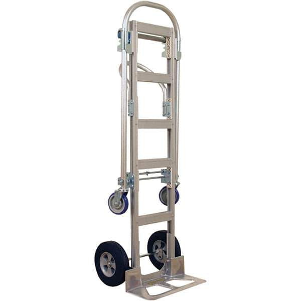 Wesco Industrial Products - 1,000 Lb Capacity 61-1/2" OAH Hand Truck - 18 x 7-1/2" Base Plate, Continuous Handle, Aluminum, Solid Rubber Wheels - Top Tool & Supply