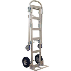 Wesco Industrial Products - 1,000 Lb Capacity 61-1/2" OAH Hand Truck - 18 x 7-1/2" Base Plate, Continuous Handle, Aluminum, Solid Rubber Wheels - Top Tool & Supply