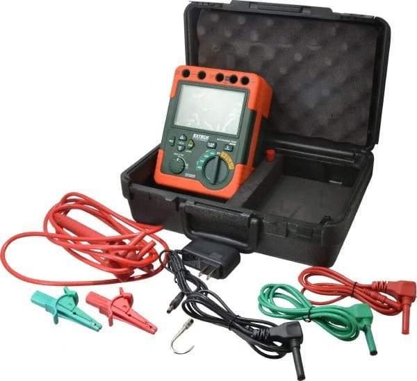 Extech - Digital LCD Display, 60,000 Megohm Electrical Insulation Resistance Tester & Megohmmeter - 5,000 VAC Max Test Voltage, Powered by 1.5V AA Battery - Top Tool & Supply