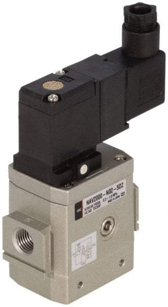 SMC PNEUMATICS - 3/8" Female NPT x 1/8" Gage Port Soft Start-Up Valve - 110V, AC Input, DIN Electrical Entry & 30 to 150 psi - Top Tool & Supply