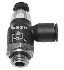 Legris - 5/32" Tube OD x 1/8 Male NPT Compact Meter Out Flow Control Valve - 14.5 to 145 psi, Nylon - Top Tool & Supply