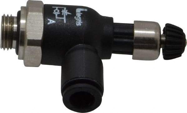 Legris - 6mm Tube OD x 1/8 Male BSPP Compact Meter Out Flow Control Valve - 14.5 to 145 psi, Nylon - Top Tool & Supply