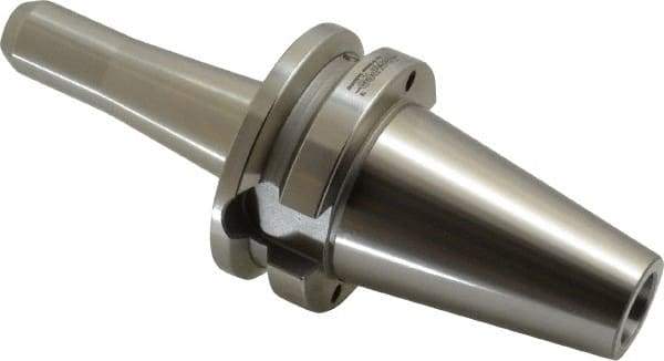 Accupro - BT40 Taper Shank 1/8" Hole End Mill Holder/Adapter - 3/4" Nose Diam, 4" Projection, M16x2.0 Drawbar, Through-Spindle & DIN Flange Coolant - Exact Industrial Supply