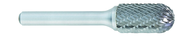 SC-5 -- 1/2 x 1 LOC x 1/4 Shank x 2 OAL Cylindrical Ball Nose Carbide Medium Tough Cut Burr - Top Tool & Supply