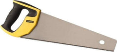 Stanley - 15" Steel Blade Fine Finish Saw - Ergonomic High Impact Polypropylene, Rubber Handle with Cushion Grip, 18-3/4" OAL - Top Tool & Supply