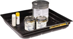 Justrite - 23 Gallon Capacity, 34 Inch Long x 37-3/4 Inch Wide, Polyurethane Spill Tray - 34 Inch Diameter, 5-1/2 Inch High, Black - Top Tool & Supply