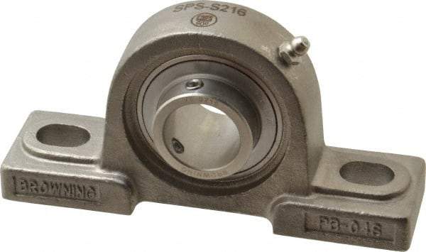 Browning - 1" ID, 5-1/2" OAL x 2-51/64" OAH Pillow Block - 1,651 Lb Static Cap, 2,801 Lb Dyn Cap, 4-1/8" Btw Mnt Hole Ctrs, 1-7/16" Base-to-Ctr Ht, Stainless Steel - Top Tool & Supply