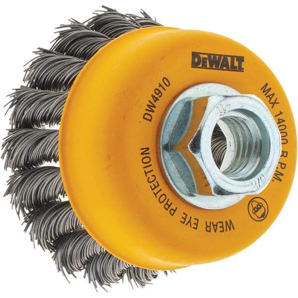 DeWALT - 5/8-11 Threaded Arbor, Cup Brush - 0.02 Wire Diam - Top Tool & Supply