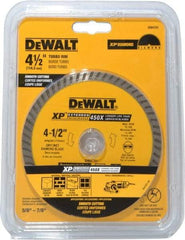 DeWALT - 4-1/2" Diam, 7/8" Arbor Hole Diam, Wet & Dry Cut Saw Blade - Diamond-Tipped, Standard Round Arbor - Top Tool & Supply