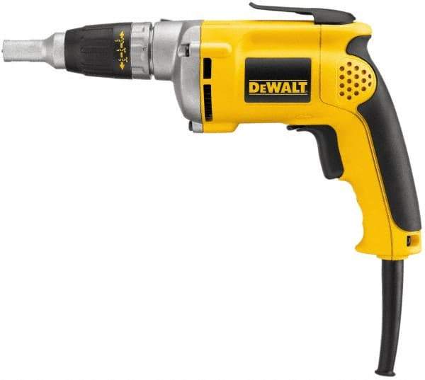 DeWALT - Pistol Grip Handle, 4,000 RPM, 81 In/Lb Torque, Electric Screwdriver - 1/4" Bit Holder, 120 Volts, 6.3 Amps - Top Tool & Supply