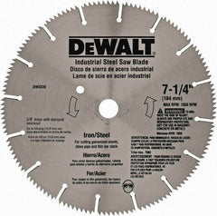 DeWALT - 7-1/4" Diam, 5/8" Arbor Hole Diam, 16 Tooth Wet & Dry Cut Saw Blade - Steel, Smooth Action, Standard Round Arbor - Top Tool & Supply