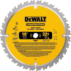 DeWALT - 10" Diam, 5/8" Arbor Hole Diam, 32 Tooth Wet & Dry Cut Saw Blade - Carbide-Tipped, General Purpose Action, Standard Round Arbor - Top Tool & Supply