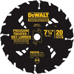 DeWALT - 7-1/4" Diam, 20 Tooth Wet & Dry Cut Saw Blade - Tungsten Carbide-Tipped, Standard Round Arbor - Top Tool & Supply