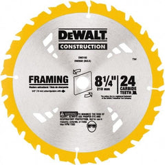 DeWALT - 8-1/4" Diam, 5/8" Arbor Hole Diam, 24 Tooth Wet & Dry Cut Saw Blade - Tungsten Carbide-Tipped, Smooth Action, Diamond Arbor - Top Tool & Supply