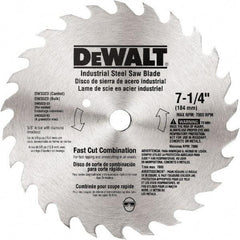 DeWALT - 7-1/4" Diam, 20 Tooth Wet & Dry Cut Saw Blade - Steel, Standard Round Arbor - Top Tool & Supply