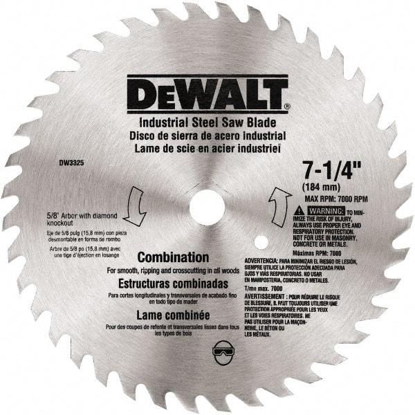 DeWALT - 7-1/4" Diam, 80 Tooth Wet & Dry Cut Saw Blade - Steel, Standard Round Arbor - Top Tool & Supply