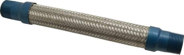 Mason Ind. - 1" Pipe, Braided Stainless Steel Single Arch Hose Pipe Expansion Joint - 12" Long, 580 Max psi, Male NPT - Top Tool & Supply