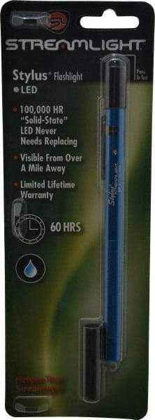 Streamlight - White LED Bulb, Mini Flashlight - Blue Aluminum Body, 3 AAAA Alkaline Batteries Included - Top Tool & Supply