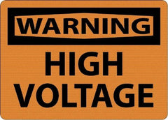 NMC - "Warning - High Voltage", 7" Long x 10" Wide, Rigid Plastic Safety Sign - Rectangle, 0.05" Thick, Use for Accident Prevention - Top Tool & Supply