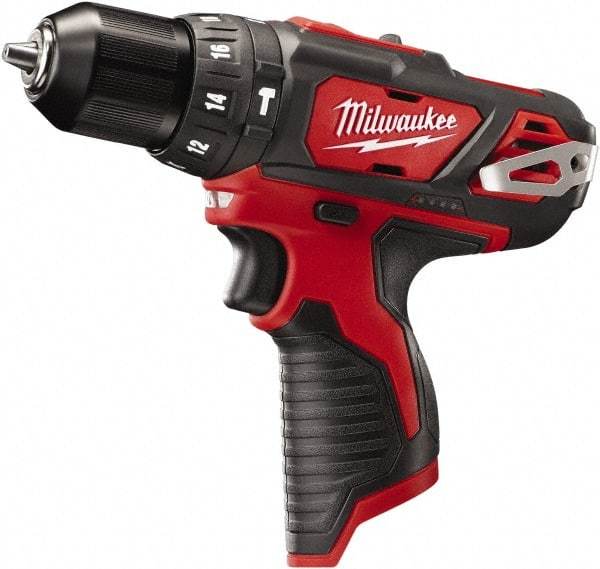 Milwaukee Tool - 12 Volt 3/8" Keyless Chuck Cordless Hammer Drill - 0 to 22,500 BPM, 0 to 400 & 0 to 1,500 RPM, Reversible - Top Tool & Supply