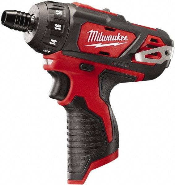 Milwaukee Tool - 12 Volts, Lithium-Ion Battery, Pistol Grip Cordless Screwdriver - 2 Speeds, 400 and 1,500 RPM, 275 Inch/Lbs. Torque - Top Tool & Supply