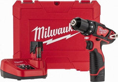 Milwaukee Tool - 12 Volt 3/8" Chuck Pistol Grip Handle Cordless Drill - 0-400 & 0-1500 RPM, Keyless Chuck, Reversible, 2 Lithium-Ion Batteries Included - Top Tool & Supply