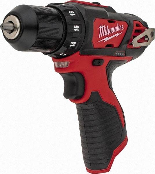 Milwaukee Tool - 12 Volt 3/8" Chuck Pistol Grip Handle Cordless Drill - 0-400 & 0-1500 RPM, Keyless Chuck, Reversible, Lithium-Ion Batteries Not Included - Top Tool & Supply