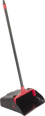 PRO-SOURCE - 13" Wide x 5" Deep x 38" High Upright Dustpan - Plastic Body, 33" Handle, Black, with Wheels - Top Tool & Supply