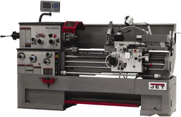 Jet - 14" Swing, 40" Between Centers, 230/460 Volt, Triple Phase Engine Lathe - 7MT Taper, 7-1/2 hp, 42 to 1,800 RPM, 3-1/8" Bore Diam, 40" Deep x 46-7/8" High x 97-1/2" Long - Top Tool & Supply