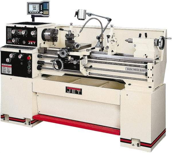 Jet - 14" Swing, 36-7/8" Between Centers, 230 Volt, Single Phase Bench Lathe - 2 hp, 70 to 1,900 RPM Spindle Speed, 2" Spindle Bore Diam, 76-13/32" OAL x 29-29/32" OAH x 59-13/16" Overall Depth - Top Tool & Supply