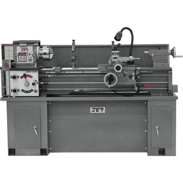 Jet - 13" Swing, 40" Between Centers, 230 Volt, Single Phase Bench Lathe - 5MT Taper, 2 hp, 60 to 1,240 RPM, 1-3/8" Bore Diam, 32" Deep x 45" High x 71" Long - Top Tool & Supply