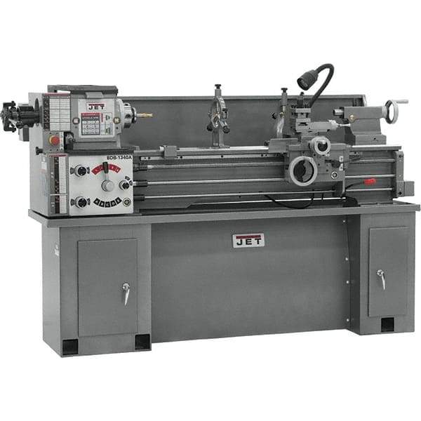 Jet - 13" Swing, 40" Between Centers, 230 Volt, Single Phase Bench Lathe - 5MT Taper, 2 hp, 60 to 1,240 RPM, 1-3/8" Bore Diam, 30" Deep x 29-1/2" High x 76-1/2" Long - Top Tool & Supply