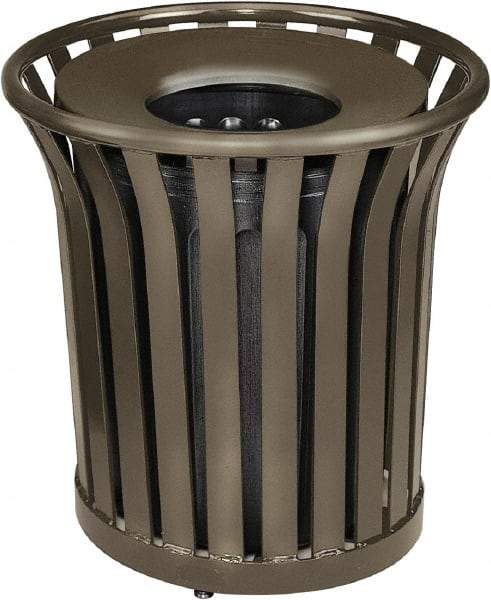 Rubbermaid - 36 Gal Bronze Round Decorative Waste Receptacle With Top - Steel, 826mm High - Top Tool & Supply