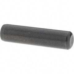 Value Collection - 1/4" Diam x 1" Pin Length Grade 8 Alloy Steel Standard Dowel Pin - Bright Finish, C 47-58 & C 60 (Surface) Hardness, 14,720 Lb (Double Shear), 7,360 Lb (Single Shear) Breaking Strength, 1 Beveled & 1 Rounded End - Top Tool & Supply