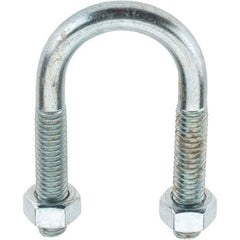 Value Collection - 5/16-18 UNC, 2-3/16" Long, Round U Bolt Clamp with No Mount Plate for 1/2" Pipe - 1-3/8" Thread Length, 1" Wide, Grade C-1010 Steel - Top Tool & Supply