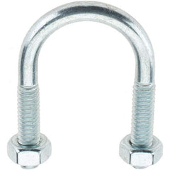 Value Collection - 1/4-20 UNC, 1-3/4" Long, Round U Bolt Clamp with No Mount Plate for 1/2" Pipe - 1" Thread Length, 1" Wide, Grade C-1010 Steel - Top Tool & Supply