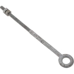 Value Collection - 500 Lb Capacity, Steel, 1/4-20 Thread, Fixed Lifting Eye Bolt - Partially Threaded, 7" Shank, No Shoulder - Top Tool & Supply