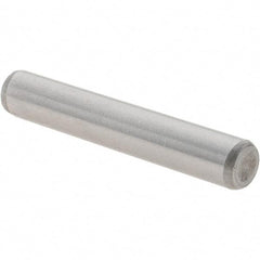 Value Collection - 1/4" Diam x 1-1/2" Pin Length Grade 8 Alloy Steel Standard Dowel Pin - C 50-58 Hardness, 12,800 Lb Breaking Strength, 1 Beveled & 1 Rounded End - Top Tool & Supply