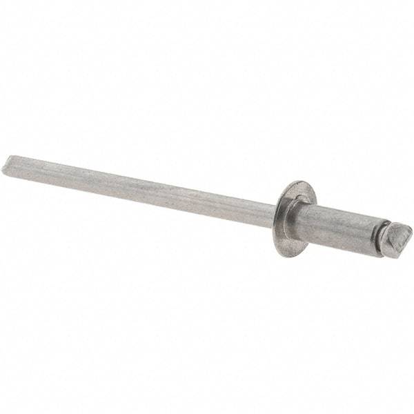 Value Collection - Size 43 Dome Head Stainless Steel Open End Blind Rivet - Stainless Steel Mandrel, 0.126" to 0.187" Grip, 1/4" Head Diam, 0.129" to 0.133" Hole Diam, 0.337" Length Under Head, 1/8" Body Diam - Top Tool & Supply