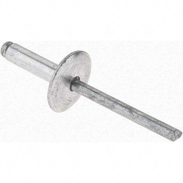 Value Collection - Size 68 Large Flange Dome Head Aluminum Open End Blind Rivet - Aluminum Mandrel, 0.376" to 1/2" Grip, 5/8" Head Diam, 0.192" to 0.196" Hole Diam, 0.7" Length Under Head, 3/16" Body Diam - Top Tool & Supply