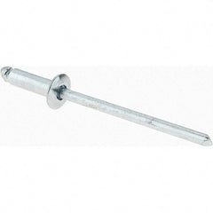 Value Collection - Size 44 Dome Head Steel Open End Blind Rivet - Steel Mandrel, 0.188" to 1/4" Grip, 1/4" Head Diam, 0.129" to 0.133" Hole Diam, 0.4" Length Under Head, 1/8" Body Diam - Top Tool & Supply