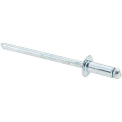 Value Collection - Size 43 Dome Head Steel Open End Blind Rivet - Steel Mandrel, 0.126" to 0.187" Grip, 1/4" Head Diam, 0.129" to 0.133" Hole Diam, 0.337" Length Under Head, 1/8" Body Diam - Top Tool & Supply