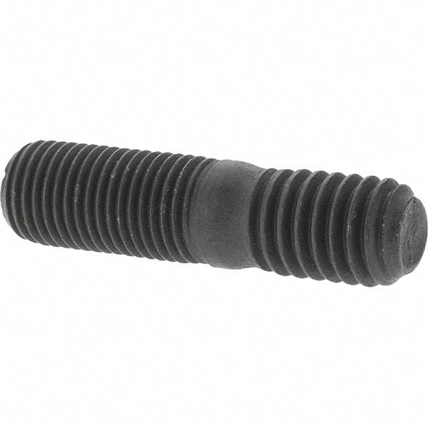 Value Collection - 3/8-24 Long Thread, 3/8-16 Short Thread, 1-1/2" OAL Unequal Double Threaded Stud - Steel, Uncoated, 3/4" Long Thread Length, 1/2" Short Thread Length - Top Tool & Supply