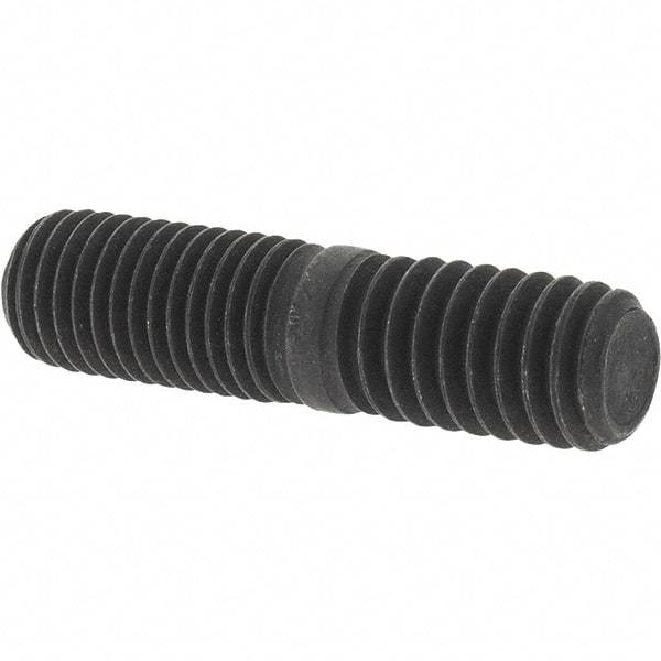 Value Collection - 5/16-24 Long Thread, 5/16-18 Short Thread, 1-1/4" OAL Unequal Double Threaded Stud - Steel, Uncoated, 5/8" Long Thread Length, 1/2" Short Thread Length - Top Tool & Supply